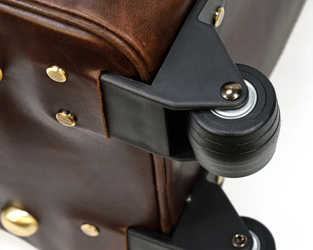 leather rolling carry on bag