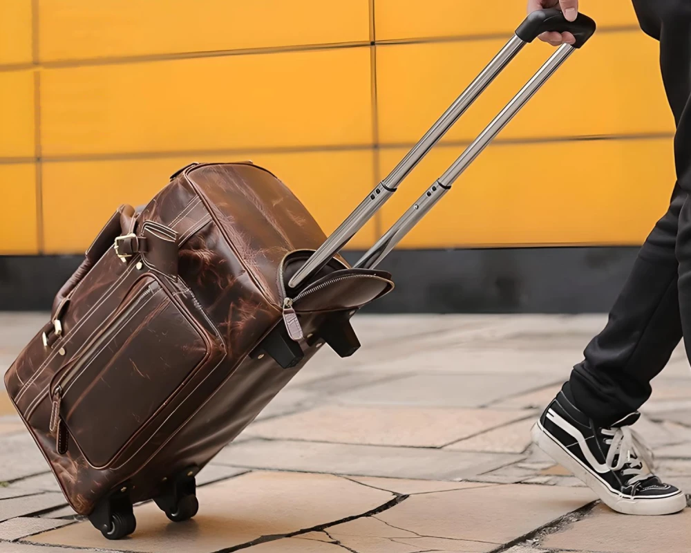 leather carry on duffle bag